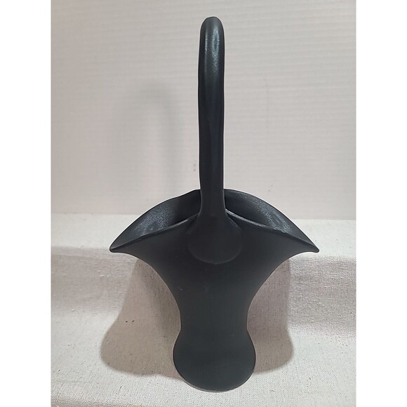 Antique Circa 1920's TIFFIN Brides Basket 11" Satin Black Glass Flower Girl - Picture 4 of 7